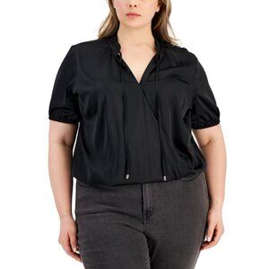 I.N.C. International Concepts Plus Size 3X Surplice Tie-Neck Satin Blouse NWT